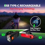 KunHe 4 Pack USB-C Rechargeable Bike Lights Head Lights for Night Riding Men Women & Kids 3 Lights Modes Used as a Safety Indicator Light for Skateboards Strollers and Wheelchairs