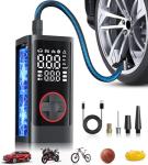 Tire Inflator Portable Air Compressor, 150PSI Cordless Air Pump for Car Tires, Bike Tire Pump with Pressure Gauge, Auto Shut Off, LED Light for Car Motorcycle Bicycle