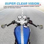 MICTUNING Universal Motorcycle Mirrors - 3 Inch Round Folding Bar End Side Mirror Compatible with Honda, Scooter, Suzuki, Yamaha, Kawasaki, Victory and More