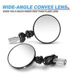 MICTUNING Universal Motorcycle Mirrors - 3 Inch Round Folding Bar End Side Mirror Compatible with Honda, Scooter, Suzuki, Yamaha, Kawasaki, Victory and More