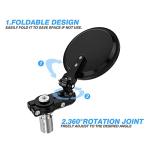 MICTUNING Universal Motorcycle Mirrors - 3 Inch Round Folding Bar End Side Mirror Compatible with Honda, Scooter, Suzuki, Yamaha, Kawasaki, Victory and More