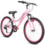 WEIZE 24 Inch Kid Mountain Bike,Kid Bike for Girls Age 6-14 Year Old,6 Speed Kid Bicycle with Front Suspension Fork,Adjustable Seat Height,High-Carbon Steel Frame,Ideal for Girl Adventurers,Pink