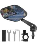 Bike Mirror Handlebar Mount, HD Wide Rear View Bicycle Mirrors for Handlebars with Scratch Resistant Glass, 360°Adjustable Bike Rear View Mirror for Scooter, Motorcycle, Bikes (HD Lens: Left)