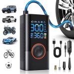 Tire Inflator Portable Air Compressor Portable Cordless Mini Air Pump with Digital Pressure Gauge Inflater 150PSI 3X Fast Inflation Auto Shutoff Large Battery Tires Pump for Cars Motors Bikes Balls