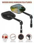 Bike Mirror Handlebar Mount, HD Wide Rear View Bicycle Mirrors for Handlebars with Scratch Resistant Glass, 360°Adjustable Bike Rear View Mirror for Scooter, Motorcycle, Bikes (HD Lens: Left)