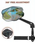 Bike Mirror Handlebar Mount, HD Wide Rear View Bicycle Mirrors for Handlebars with Scratch Resistant Glass, 360°Adjustable Bike Rear View Mirror for Scooter, Motorcycle, Bikes (HD Lens: Left)