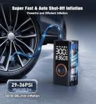 Tire Inflator Portable Air Compressor Portable Cordless Mini Air Pump with Digital Pressure Gauge Inflater 150PSI 3X Fast Inflation Auto Shutoff Large Battery Tires Pump for Cars Motors Bikes Balls