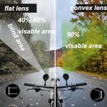 Bike Mirrors, Bicycle Cycling Rear View Safe Mirrors, Adjustable Rotatable Handlebars Mounted Scratch Resistant Glass Lens Plastic Convex Mirror for Mountain Road Bikes Easy to Install