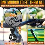 Bike Handlebar Rear View Mirrors - 2 Pack