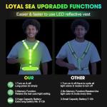 LOYAL SEA LED Reflective Light Up Safety Running Vest for Biking Walking at Night, High Visible Adjustable Running Light for Runners Rechargeable with Pouch, Reflective Running Belt Gear for Women