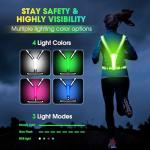 LOYAL SEA LED Reflective Light Up Safety Running Vest for Biking Walking at Night, High Visible Adjustable Running Light for Runners Rechargeable with Pouch, Reflective Running Belt Gear for Women