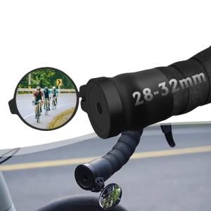 Arkham Bicycle Mirror for Handlebars - Mini Rear View, Foldable, 360 Rotatable Universal Mirror for Road Bike With Rubber Mounting Sleeve