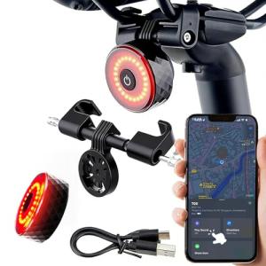 Redcomets Anti-Theft Bike Tail Light with Apple Find My Location & Brake Sensor, 300m Long Range Visibility, IP65 Waterproof, USB-C Charging, 5 Modes for Night Riding, City Commute, Electric Bike