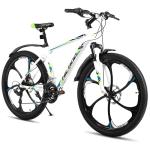 HH HILAND 26" MTB Mountain Bike for Men Women Adults, 18-Speed, Disc Brake, Lightweight Aluminum Frame, 6-Spoke Wheel, White