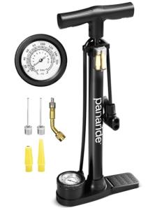 Bike Pump with Gauge - Floor Bike Pumps for Road & Mountain Bikes, Presta & Schrader Valve, 160 PSI, 2-Inch Dial, Includes Needle & Ball Adapters, Foldable Footrest, Angle Adapter