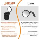 Arkham Bicycle Mirror for Handlebars - Mini Rear View, Foldable, 360 Rotatable Universal Mirror for Road Bike With Rubber Mounting Sleeve