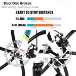 HH HILAND 26" MTB Mountain Bike for Men Women Adults, 18-Speed, Disc Brake, Lightweight Aluminum Frame, 6-Spoke Wheel, White