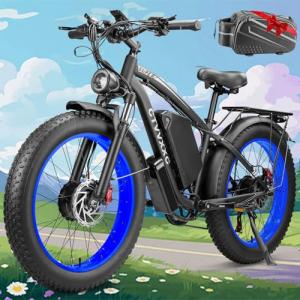 6000W Dual Motor Electric Bike for Adults - 34Ah Fast Ebike with 45 MPH Max Speed for Men Women,Up to 100 Miles,24" Fat Tire Hydraulic Disc Brake Electric Bicycle,Off-Road Mountain Commuter E-Bike