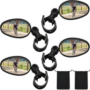 Hestya 4 Pcs Bike Mirror 360 Degree Adjustable Safe Rotatable Handlebar Mirror Bicycle Accessories Shockproof Acrylic Convex for Mountain Road Bike