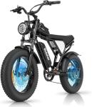Ridstar Electric Bike for Adults, Peak 4000/2000W, 37/33MPH,52V 40AH,48V/20AH E-Bike,30-180 Miles Electric Motorcycle, 20" Fat Tire Dirt Bike, UL2849 Hydraulic Suspension and 7-Speed
