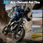 Ridstar Electric Bike for Adults, Peak 4000/2000W, 37/33MPH,52V 40AH,48V/20AH E-Bike,30-180 Miles Electric Motorcycle, 20" Fat Tire Dirt Bike, UL2849 Hydraulic Suspension and 7-Speed