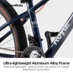 RoyalBaby Kids Mountain Bike 24" for Boys & Girls Ages 10-14 Year Old- Lightweight Aluminum, 21-Speed, Suspension Fork - Blue