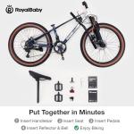 RoyalBaby Kids Mountain Bike 24" for Boys & Girls Ages 10-14 Year Old- Lightweight Aluminum, 21-Speed, Suspension Fork - Blue