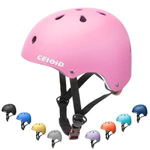 CELOID Kids Bike Helmet,Toddler Skateboard Helmets for Ages 8-14 Years Boys Girls，Adjustable Multi-Sport Bicycle Skateboarding Football Roller Skating Scooter Rollerblade Balance Bike Helmet,Pink