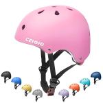 CELOID Kids Bike Helmet,Toddler Skateboard Helmets for Ages 8-14 Years Boys Girls，Adjustable Multi-Sport Bicycle Skateboarding Football Roller Skating Scooter Rollerblade Balance Bike Helmet,Pink