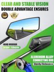 RBRL Bike Mirror, 3D Adjustable Arm for Extended Reach, Aluminum Alloy Anti-shake Bicycle Rearview Mirrors, 360° Panoramic Rearview, Wide Angle Shatterproof & Foldable E-bike Mirror(left)