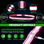 Reflective Sash Gear for Walking at Night,Flashing LED Reflective Belt Safety Lights for Walkers Night Dog Walking Biking Running,High Visibility Rechargeable With Wear 2 Ways for Men Women (Pink)