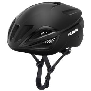 Favoto Adult Bike Helmet for Men & Women, Lightweight Cycling Helmet with Adjustable Fit, Sleek Streamlined Design, Road Commuter & Mountain Riding, Black