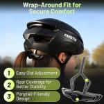 Favoto Adult Bike Helmet for Men & Women, Lightweight Cycling Helmet with Adjustable Fit, Sleek Streamlined Design, Road Commuter & Mountain Riding, Black