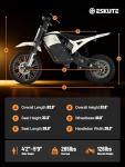 ESKUTE Electric Dirt Bike for Teens Adults, Mid-Drive Motor 3500W Peak, Electric Motorcycle 48V23Ah Battery, 53-Mile Range, 38mph, Hydraulic Nitrogen Dual Shock Absorbers, White with Helmet