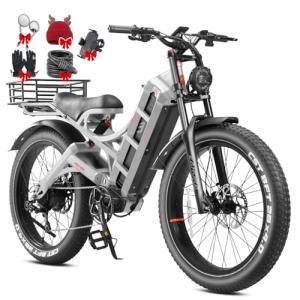 eAhora Romeo Pro Electric Bike - 2025 34MPH 1600W 48V 200Miles Long Range Ebike for Adults, 26" * 4.0 Fat Tire Fast Electric Mountain Bike Full Suspension Off-Road E-Bike