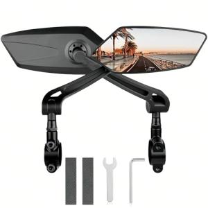 2 Pack Bike Mirrors,eBike Handlebar Mirror,360° Adjustable and Rotatable Safety Bicycle Rear View Mirrors, Scratch Resistant Glass Lens,Bicycle Universal Fit Accessories