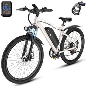 Electric Bike for Adults, 26" Commuter Ebikes with 7-Speed Gears, 25MPH Lightweight E Bike, 720W Peak Motor, 375Wh Removable Battery, 50 Miles Range, Electric Mountain Bicycles for All Terrain