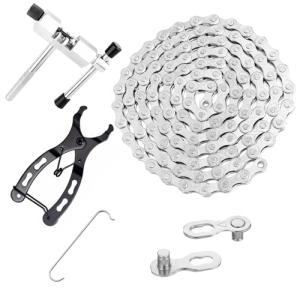 Bike Chain Kit, JLMIH 6/7/8 Speed Multi-Function Bike Mechanic Repair Kit for Road/MTB Bike City Bikes, BMX Bikes with Quick Release Buckle, Bike Link Plier -Hook -Chain Breaker - 116 Links