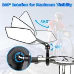 2 Pack Bike Mirrors,eBike Handlebar Mirror,360° Adjustable and Rotatable Safety Bicycle Rear View Mirrors, Scratch Resistant Glass Lens,Bicycle Universal Fit Accessories