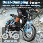 Youlon Ebikes for Adult/Teens, 2000W Peak Motor, 60*23Ah Long Range Electric Motorcycle with Dual Hydraulic Disc Brakes, 20" Fat Tire All-Terrain for Commuting E-Bicycles, 31MPH Electric Dirt Bike, UL