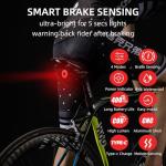 ROCKBROS Bike Tail Light Smart,Brake Sensing Bicycle Rear Lights for Night Ride,Ultra Bright LED Back Lights,Type C USB Rechargeable,IPX6 Waterproof,Cycling Safety Taillight Accessories