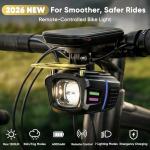 ABROML Remote Control Bike Light Compatible with Garmin/GoPro Mount, 1300 Lumens High & Low Beam Bike Headlight with Fog Cover, USB Rechargeable & Discharging, Waterproof for Night Riding