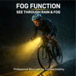 ABROML Remote Control Bike Light Compatible with Garmin/GoPro Mount, 1300 Lumens High & Low Beam Bike Headlight with Fog Cover, USB Rechargeable & Discharging, Waterproof for Night Riding