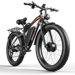 E Bikes for Adults Electric, 51 MPH Peak 5000W Dual Motor Ebike, Fat Tire Electric Bike 32AH 52V Fastest E-bike, 26”Commuting Electric Bicycle 130 Miles, Hydraulic Disc Brake 7 Speed, Front Suspension