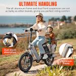 TST Electric Bike for Adults 1500W Peak Motor Cargo E-Bike 60Miles 28MPH 20" Fat Tire Ebikes 48V 15Ah Removable Battery Electric Bicycle Rear Rack with Basket, UL 2849 Certification