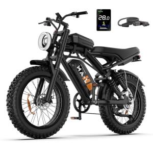 Electric Bike for Adults - 28MPH(PAS Mode) Fat Tire E-Bike, 48V 15.6Ah/25Ah Removable Battery, Full Suspension, LCD Display, 20" All-Terrain Tires Adult Electric Bicycle for Off-Road Commute