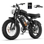 Electric Bike for Adults - 28MPH(PAS Mode) Fat Tire E-Bike, 48V 15.6Ah/25Ah Removable Battery, Full Suspension, LCD Display, 20" All-Terrain Tires Adult Electric Bicycle for Off-Road Commute
