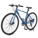VIRIBUS Hybrid Bikes, 28 inch Mens Bike with Lightweight Aluminum Frame and Disc Brakes, 700C Bikes for Tall Men, 7 Speed Vintage Retro Hybrid Bicycles for City Commuters, Adult Road Bike, Blue