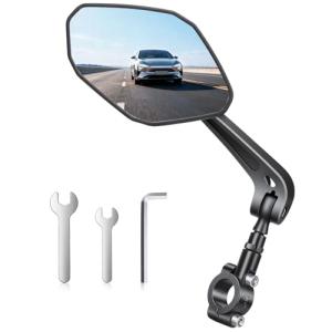 POWVINE Bike Mirror Large HD Field of Vision, Rear View Mirror, Adjustable Safety Handlebar Bicycle Mirrors Accessories for Ebike Mountain Road Bike Scooter, Fits 22-28mm Handlebars