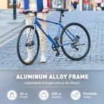 VIRIBUS Hybrid Bikes, 28 inch Mens Bike with Lightweight Aluminum Frame and Disc Brakes, 700C Bikes for Tall Men, 7 Speed Vintage Retro Hybrid Bicycles for City Commuters, Adult Road Bike, Blue